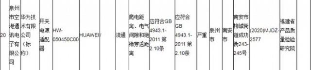 华为手机充电器被抽检严重不合格 早年被央视曝